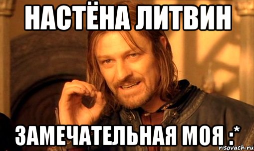 Настёна Литвин замечательная моя :*, Мем Нельзя просто так взять и (Боромир мем)