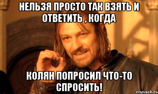 Нельзя просто так взять и ответить , когда Колян попросил что-то спросить!, Мем Нельзя просто так взять и (Боромир мем)