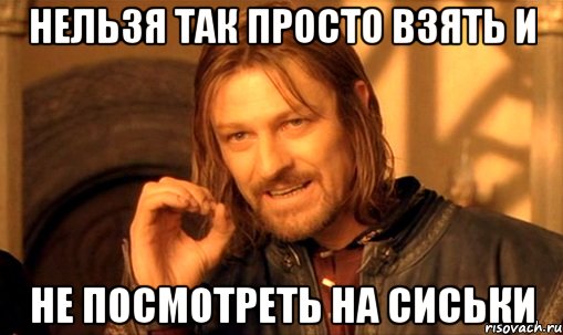 нельзя так просто взять и не посмотреть на сиськи, Мем Нельзя просто так взять и (Боромир мем)