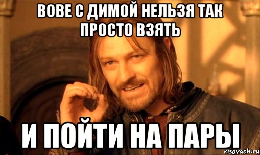 Вове с Димой нельзя так просто взять и пойти на пары, Мем Нельзя просто так взять и (Боромир мем)