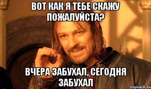 вот как я тебе скажу Пожалуйста? вчера забухал, сегодня забухал, Мем Нельзя просто так взять и (Боромир мем)