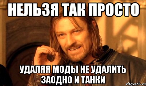 нельзя так просто удаляя моды не удалить заодно и танки, Мем Нельзя просто так взять и (Боромир мем)