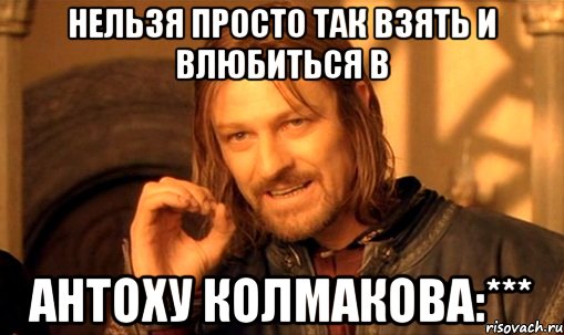 Нельзя просто так взять и влюбиться в Антоху Колмакова:***, Мем Нельзя просто так взять и (Боромир мем)