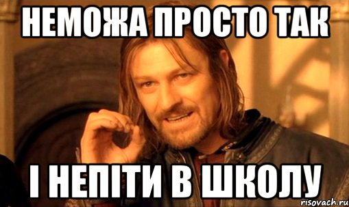 Неможа просто так І непіти в школу, Мем Нельзя просто так взять и (Боромир мем)