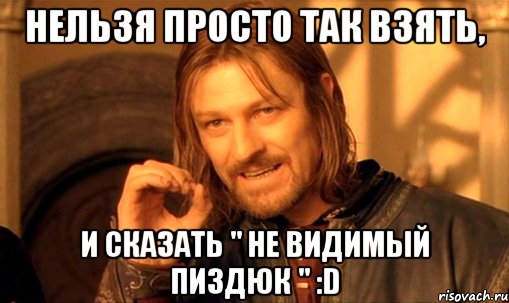 Нельзя просто так взять, и сказать " Не видимый пиздюк " :D, Мем Нельзя просто так взять и (Боромир мем)