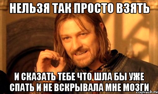 Нельзя так просто взять И сказать тебе что шла бы уже спать и не вскрывала мне мозги, Мем Нельзя просто так взять и (Боромир мем)