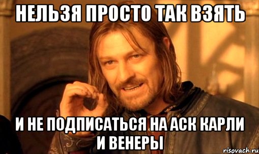 Нельзя просто так взять И не подписаться на аск Карли и Венеры, Мем Нельзя просто так взять и (Боромир мем)