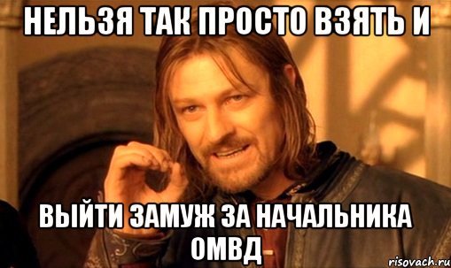 нельзя так просто взять и выйти замуж за начальника ОМВД, Мем Нельзя просто так взять и (Боромир мем)