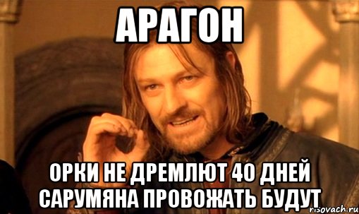 АРАГОН ОРКИ НЕ ДРЕМЛЮТ 40 ДНЕЙ САРУМЯНА ПРОВОЖАТЬ БУДУТ, Мем Нельзя просто так взять и (Боромир мем)