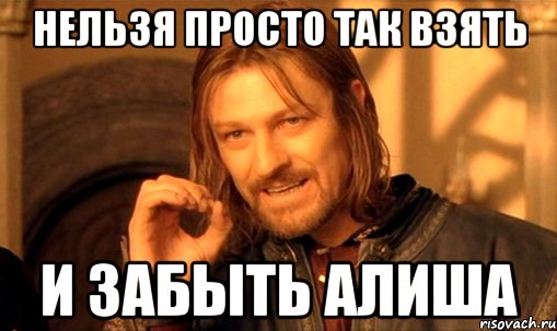 нельзя просто так взять и забыть Алиша, Мем Нельзя просто так взять и (Боромир мем)