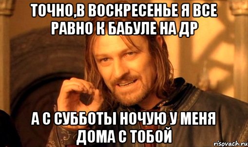 точно,в воскресенье я все равно к бабуле на др а с субботы ночую у меня дома с тобой, Мем Нельзя просто так взять и (Боромир мем)