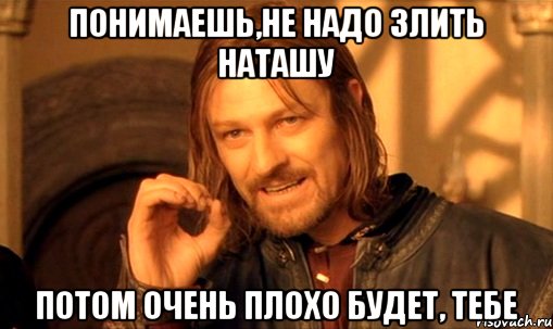 Понимаешь,не надо Злить НАТАШУ потом очень плохо будет, тебе, Мем Нельзя просто так взять и (Боромир мем)