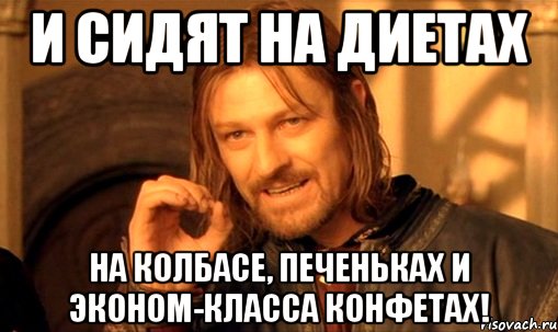 И сидят на диетах на колбасе, печеньках и эконом-класса конфетах!, Мем Нельзя просто так взять и (Боромир мем)