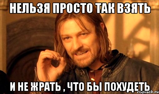 Нельзя просто так взять и не жрать , что бы похудеть, Мем Нельзя просто так взять и (Боромир мем)