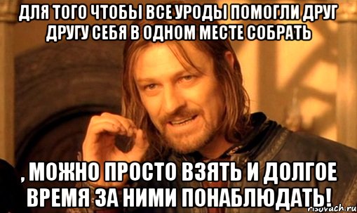 Для того чтобы все уроды помогли друг другу себя в одном месте собрать , можно просто взять и долгое время за ними понаблюдать!, Мем Нельзя просто так взять и (Боромир мем)