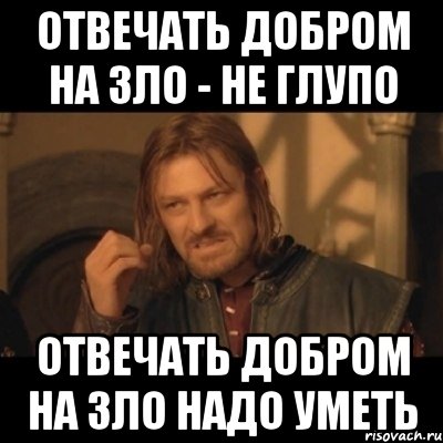 отвечать добром на зло - не глупо отвечать добром на зло надо уметь, Мем Нельзя просто взять