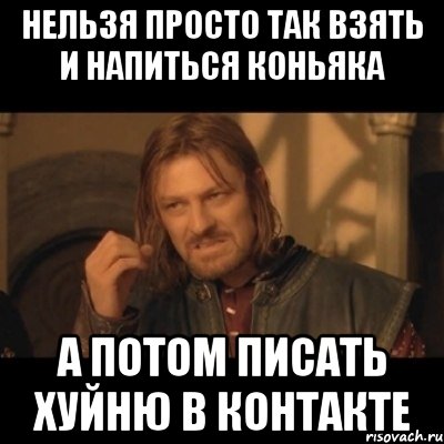 нельзя просто так взять и напиться коньяка а потом писать хуйню в контакте, Мем Нельзя просто взять