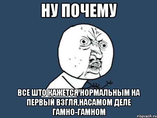 ну почему все што кажется нормальным на первый взгля,насамом деле гамно-гамном, Мем Ну почему