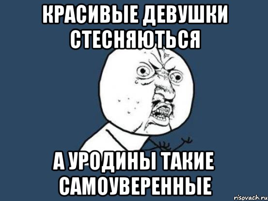 Красивые девушки стесняються а уродины такие самоуверенные, Мем Ну почему