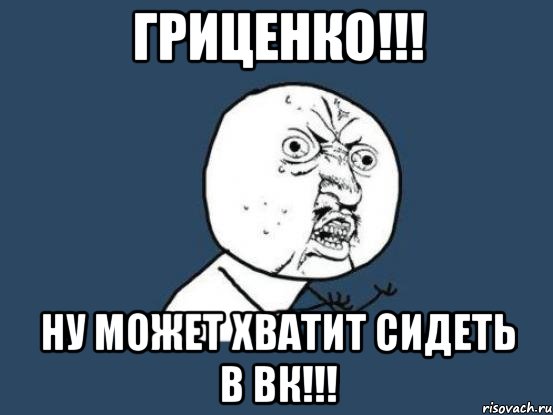 Гриценко!!! Ну может хватит сидеть в ВК!!!, Мем Ну почему