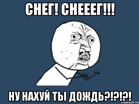 СНЕГ! СНЕЕЕГ!!! НУ НАХУЙ ТЫ ДОЖДЬ?!?!?!, Мем Ну почему