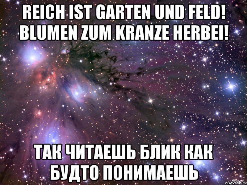 Reich ist Garten und Feld! Blumen zum Kranze herbei! так читаешь блик как будто понимаешь