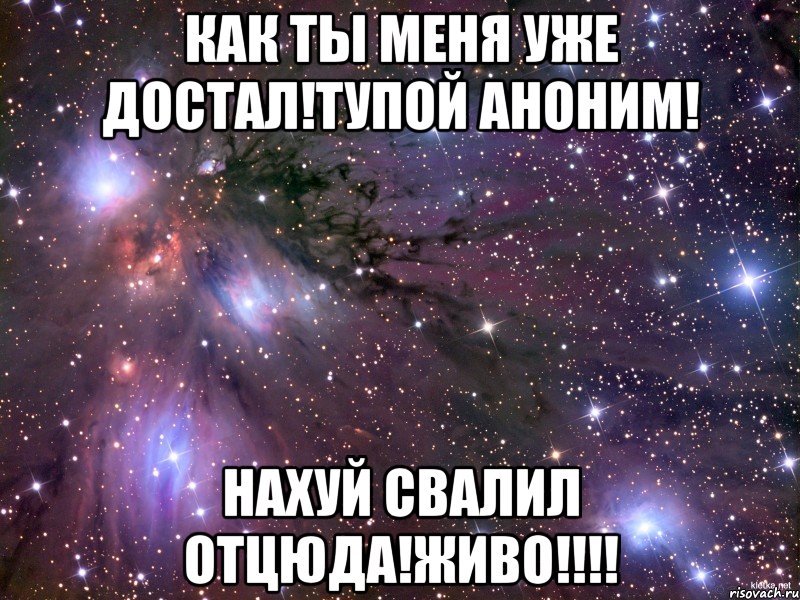 Как ты меня уже достал!Тупой аноним! Нахуй свалил отцюда!ЖИВО!!!!