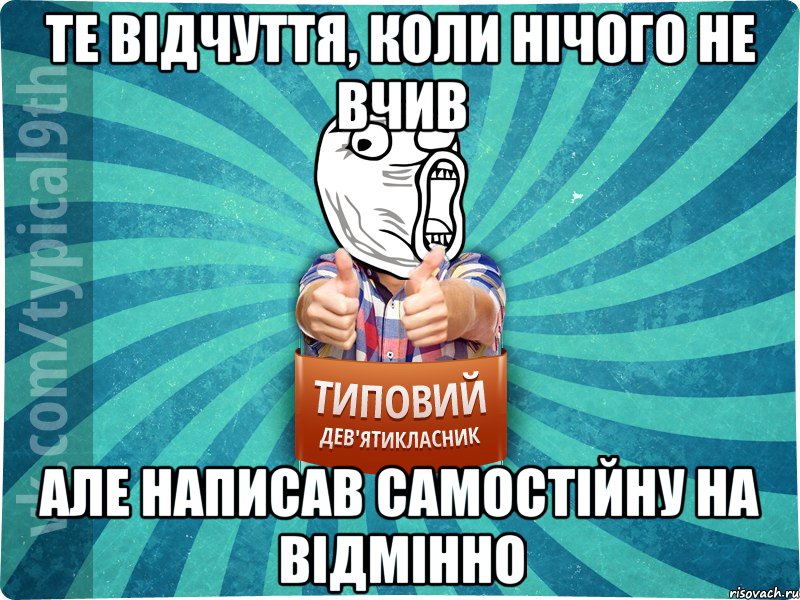 те відчуття, коли нічого не вчив але написав самостійну на відмінно