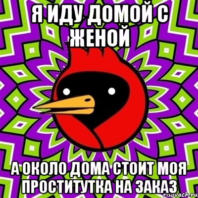 Я иду домой с женой А около дома стоит моя проститутка на заказ, Мем Омская птица