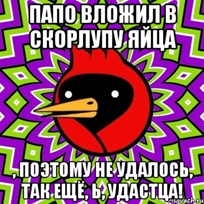 Папо вложил в скорлупу яйца , поэтому не удалось, так ещё, Ь, удастца!, Мем Омская птица