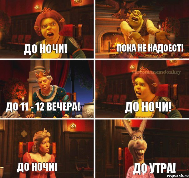 До ночи! Пока не надоест! До 11 - 12 вечера! До ночи! До ночи! До утра!, Комикс  Осел из шрека ботан