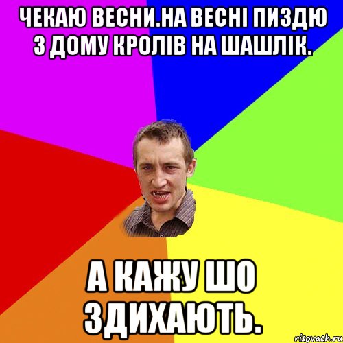 Чекаю весни.на весні пиздю з дому кролів на шашлік. А кажу шо здихають., Мем Чоткий паца