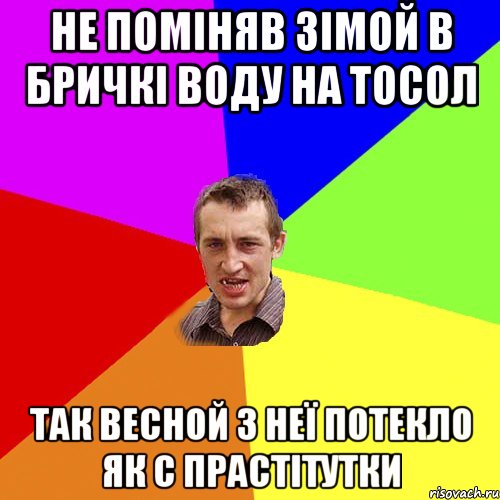 Не поміняв зімой в бричкі воду на тосол Так весной з неї потекло як с прастітутки, Мем Чоткий паца