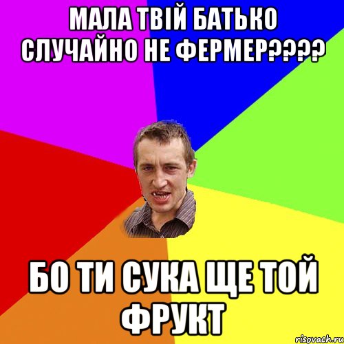 МАЛА ТВІЙ БАТЬКО СЛУЧАЙНО НЕ ФЕРМЕР???? БО ТИ СУКА ЩЕ ТОЙ ФРУКТ, Мем Чоткий паца