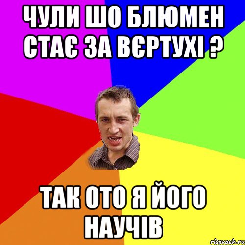 чули шо блюмен стає за вєртухі ? так ото я його научів, Мем Чоткий паца