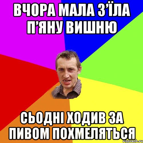 вчора мала з’їла п’яну вишню сьодні ходив за пивом похмеляться, Мем Чоткий паца