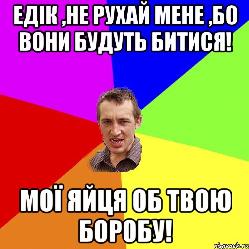 ЕДІК ,НЕ РУХАЙ МЕНЕ ,БО ВОНИ БУДУТЬ БИТИСЯ! МОЇ ЯЙЦЯ ОБ ТВОЮ БОРОБУ!, Мем Чоткий паца