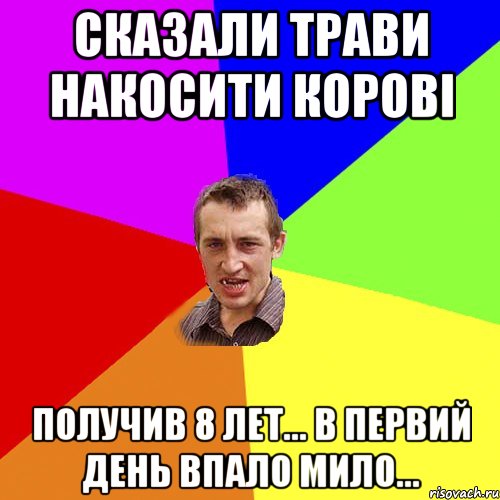 сказали трави накосити корові получив 8 лет... в первий день впало мило..., Мем Чоткий паца