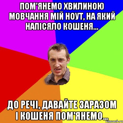 Пом'янемо хвилиною мовчання мій ноут, на який напісяло кошеня... До речі, давайте заразом і кошеня пом'янемо..., Мем Чоткий паца