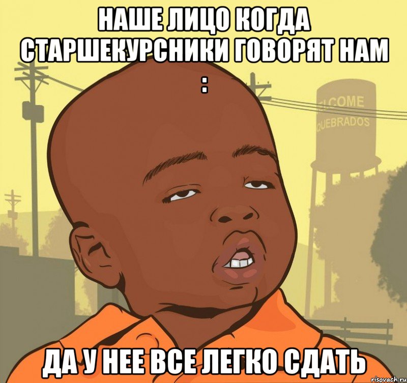 Наше лицо когда старшекурсники говорят нам : Да у нее все легко сдать, Мем Пацан наркоман