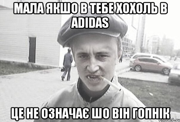 Мала якшо в тебе хохоль в Adidas це не означає шо він гопнік, Мем Пацанська философия