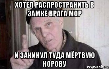 хотел распространить в замке врага мор и закинул туда мёртвую корову