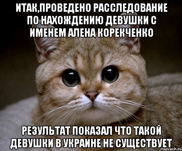 итак,проведено расследование по нахождению девушки с именем алена корекченко результат показал что такой девушки в Украине не существует, Мем Пидрила Ебаная