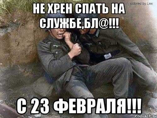 не хрен спать на службе,бл@!!! C 23 ФЕВРАЛЯ!!!, Мем плачущий фашист
