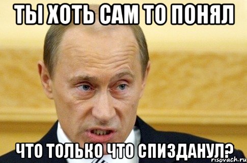 ТЫ ХОТЬ САМ ТО ПОНЯЛ ЧТО ТОЛЬКО ЧТО СПИЗДАНУЛ?, Мем путин