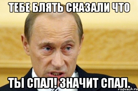 Тебе блять сказали что Ты спал! значит спал., Мем путин