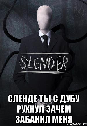  СЛЕНДЕ ТЫ С ДУБУ РУХНУЛ ЗАЧЕМ ЗАБАНИЛ МЕНЯ, Мем SLENDER