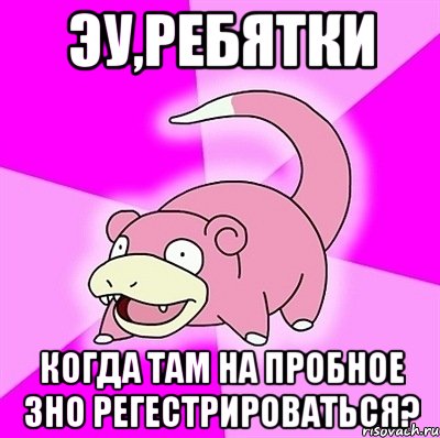 Эу,ребятки когда там на пробное ЗНО регестрироваться?, Мем слоупок