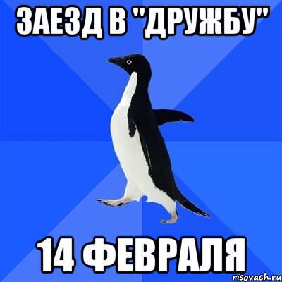 Заезд в "Дружбу" 14 февраля, Мем  Социально-неуклюжий пингвин