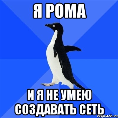 я рома и я не умею создавать сеть, Мем  Социально-неуклюжий пингвин